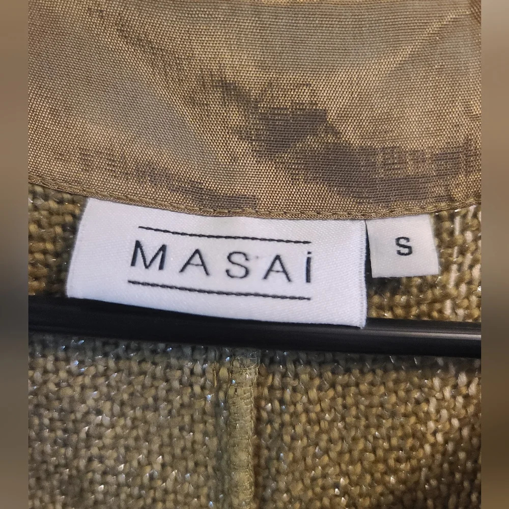 MASAI Janette Sage Green Boucle Jacket Stripe Pockets Long Cardigan - Picture 6 of 9